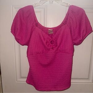No Boundaries Fuchsia Puff Sleeve Blouse
